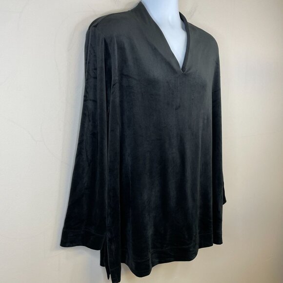 J. Jill Womens VELVET VELOUR Party Tunic Top Size 3X Black BUTTERY SOFT Luxe - Picture 2 of 11